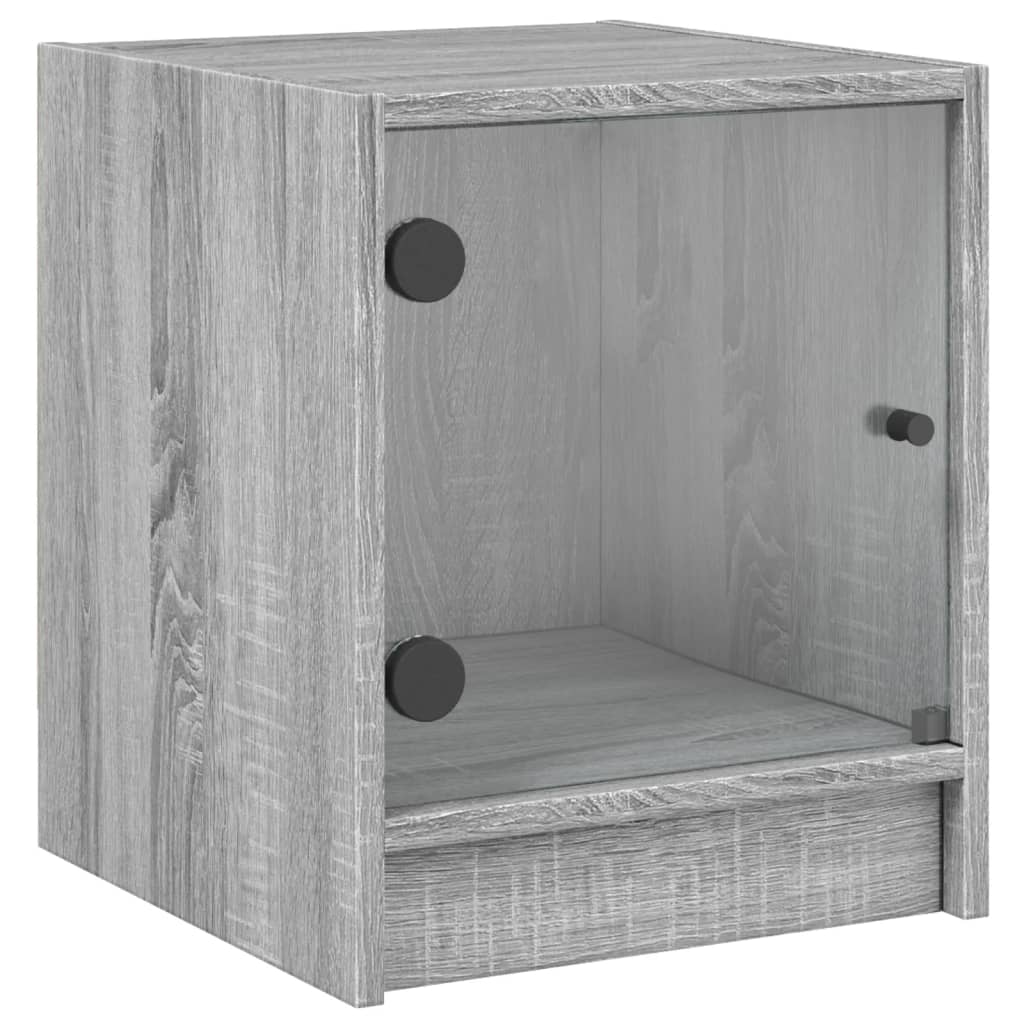 vidaXL Κομοδίνα 2 τεμ. Γκρι Sonoma 35x37x42 εκ. με Γυάλινες Πόρτες