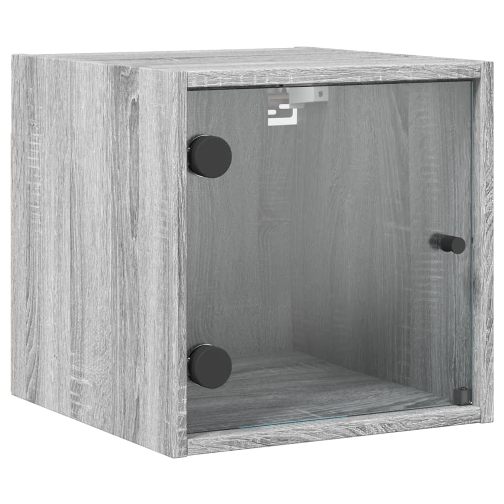 vidaXL Κομοδίνο Γκρι Sonoma 35x37x35 εκ. με Γυάλινη Πόρτα