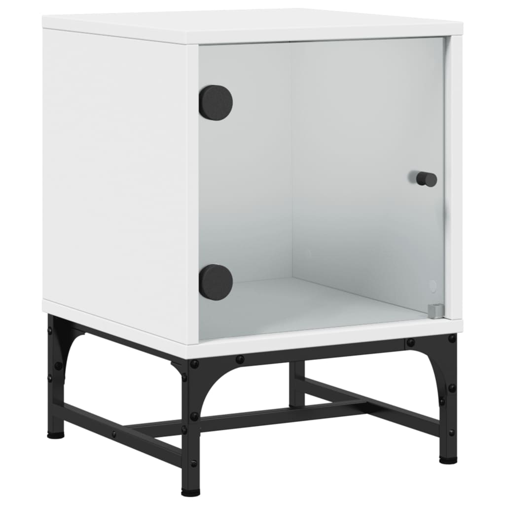 vidaXL Κομοδίνο Λευκό 35x37x50 εκ. με Γυάλινη Πόρτα