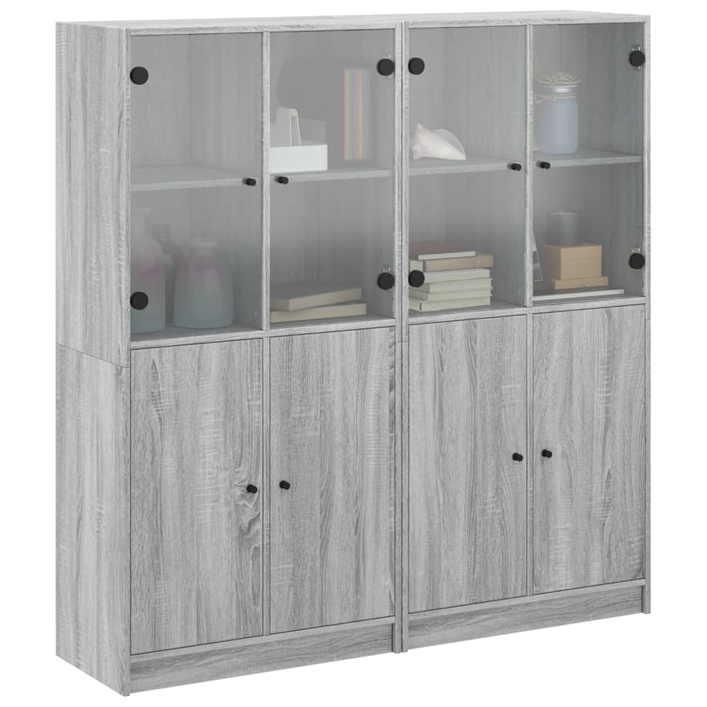 vidaXL Βιβλιοθήκη με Πόρτες Γκρι Sonoma 136x37x142 εκ. Επεξ. Ξύλο