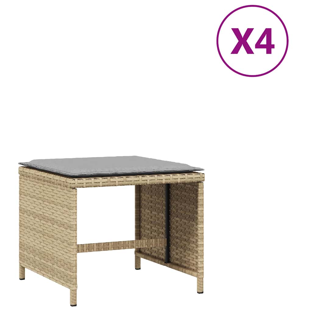 vidaXL Garden Stool με μαξιλάρι 4 τεμ. Μικτό μπεζ