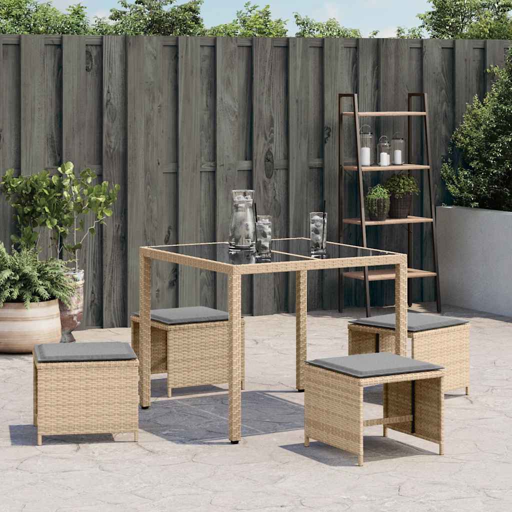 vidaXL Garden Stool με μαξιλάρι 4 τεμ. Μικτό μπεζ