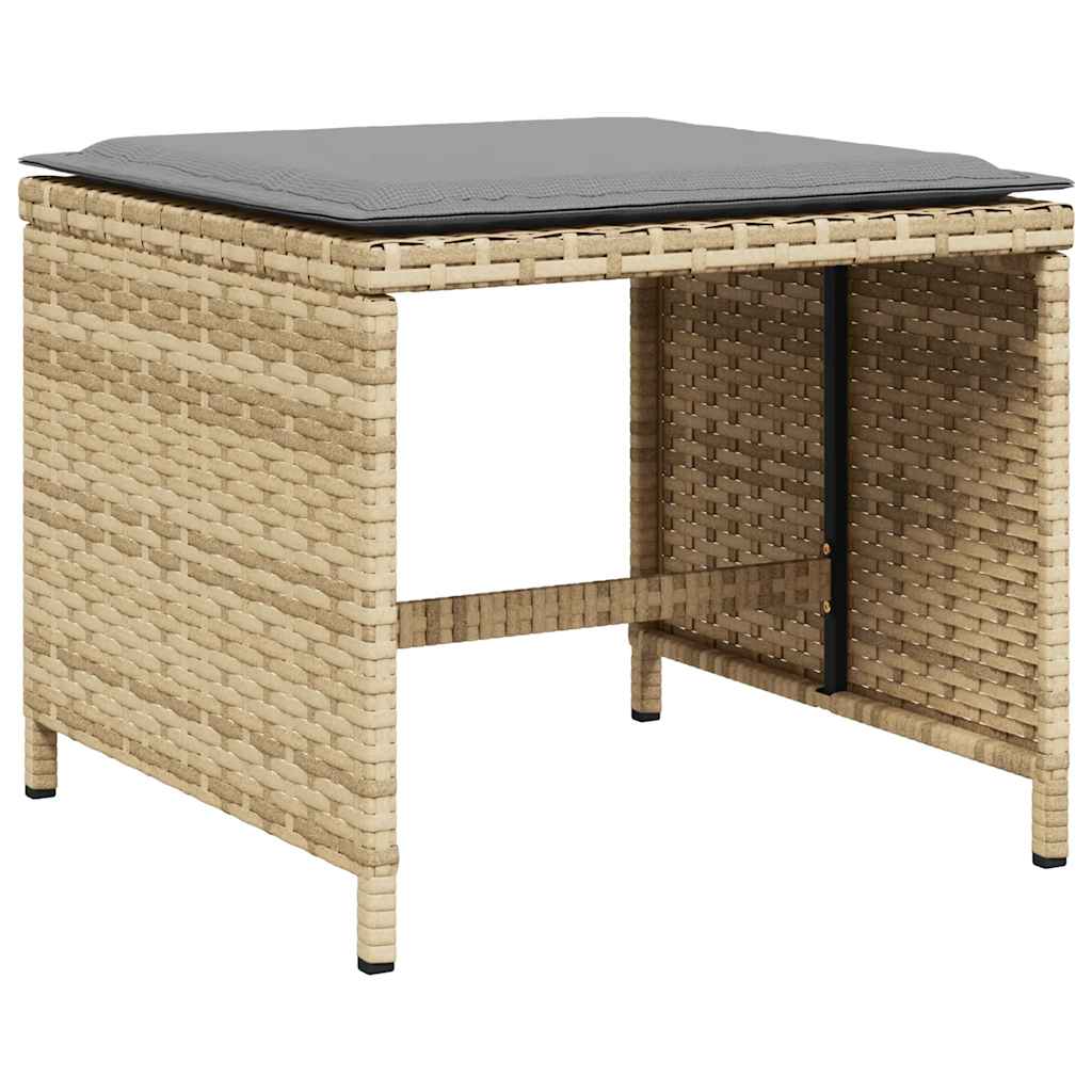 vidaXL Garden Stool με μαξιλάρι 4 τεμ. Μικτό μπεζ