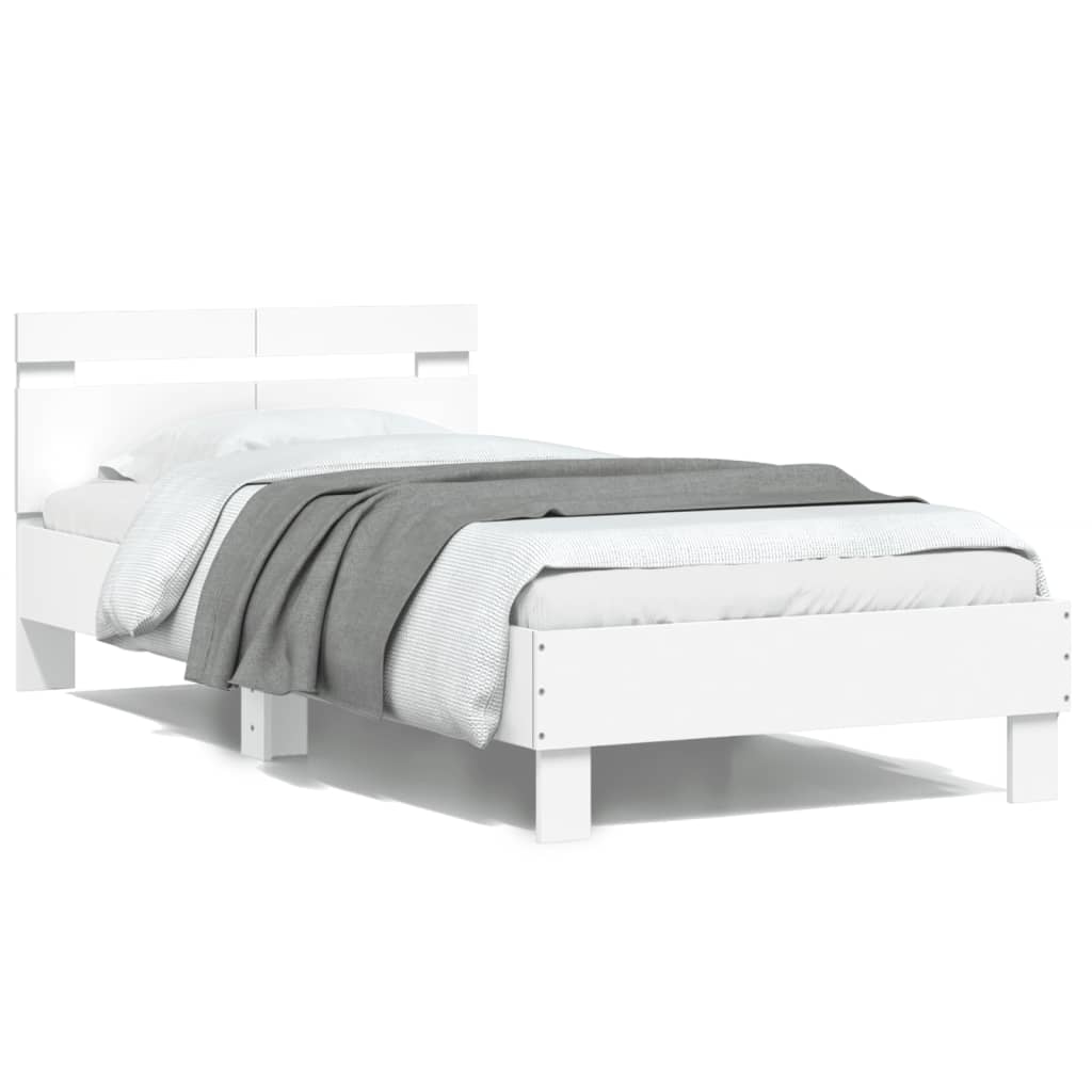 vidaXL Πλαίσιο Κρεβατιού με Κεφαλάρι Λευκό 100x200 εκ. Επεξ. Ξύλο
