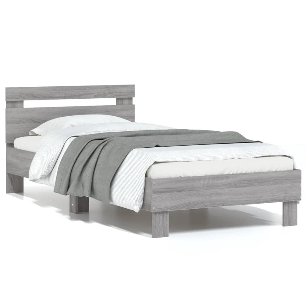 vidaXL Πλαίσιο Κρεβατιού με Κεφαλάρι Γκρι Sonoma 90x200 εκ. Επεξ. Ξύλο