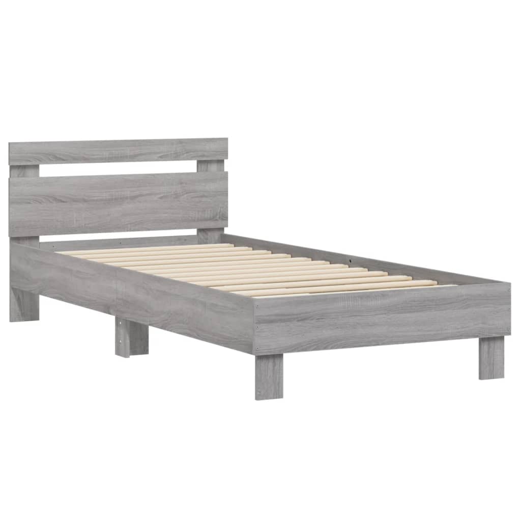 vidaXL Πλαίσιο Κρεβατιού με Κεφαλάρι Γκρι Sonoma 90x200 εκ. Επεξ. Ξύλο