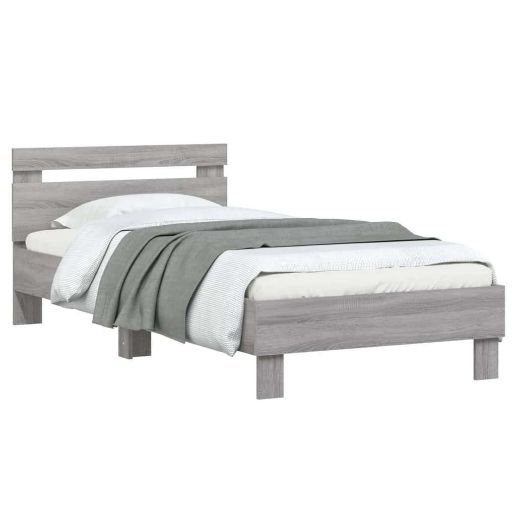 vidaXL Πλαίσιο Κρεβατιού με Κεφαλάρι Γκρι Sonoma 90x200 εκ. Επεξ. Ξύλο