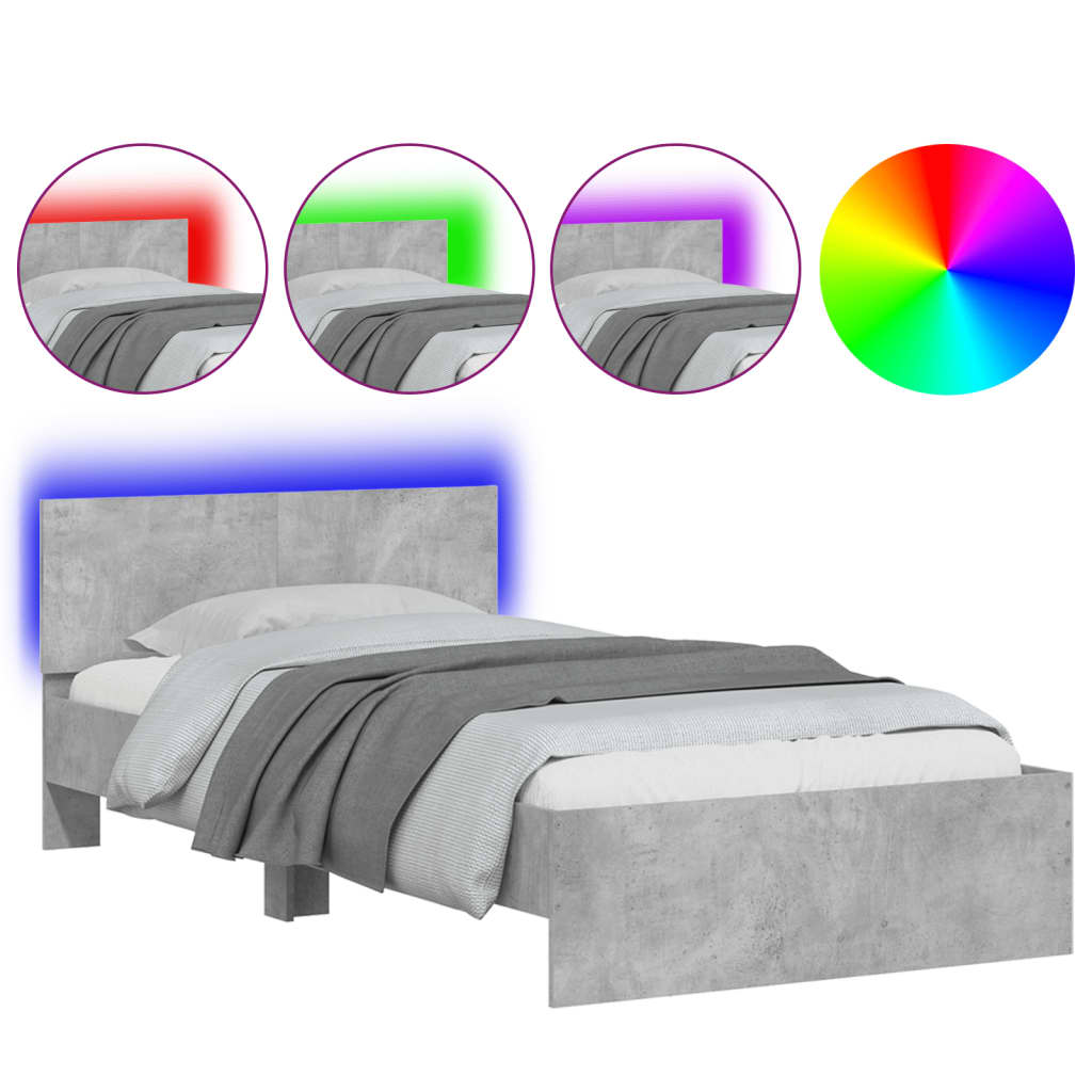 vidaXL Πλαίσιο Κρεβατιού με Κεφαλάρι και LED 100 x 200 εκ.