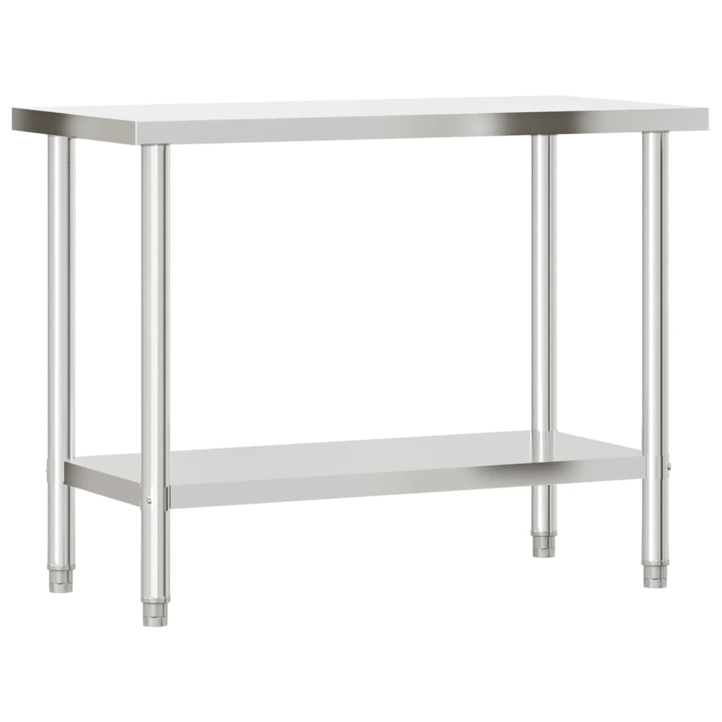 vidaXL Πάγκος Εργασίας Κουζίνας με Ράφι 110x55x120 εκ. Ανοξείδ. Ατσάλι