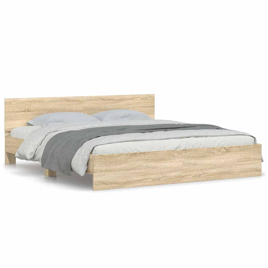 vidaXL Πλαίσιο Κρεβατιού με Κεφαλάρι Sonoma Δρυς 200 x 200 εκ.