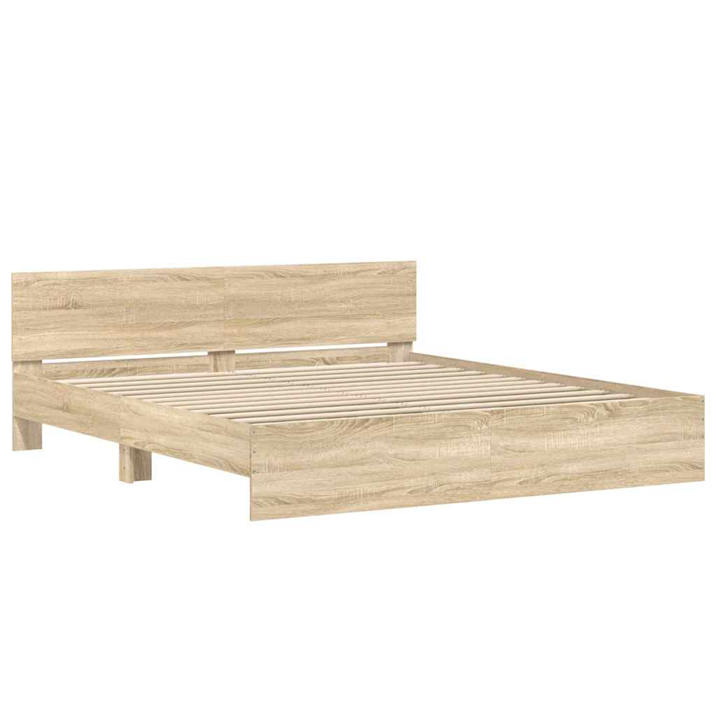 vidaXL Πλαίσιο Κρεβατιού με Κεφαλάρι Sonoma Δρυς 200 x 200 εκ.