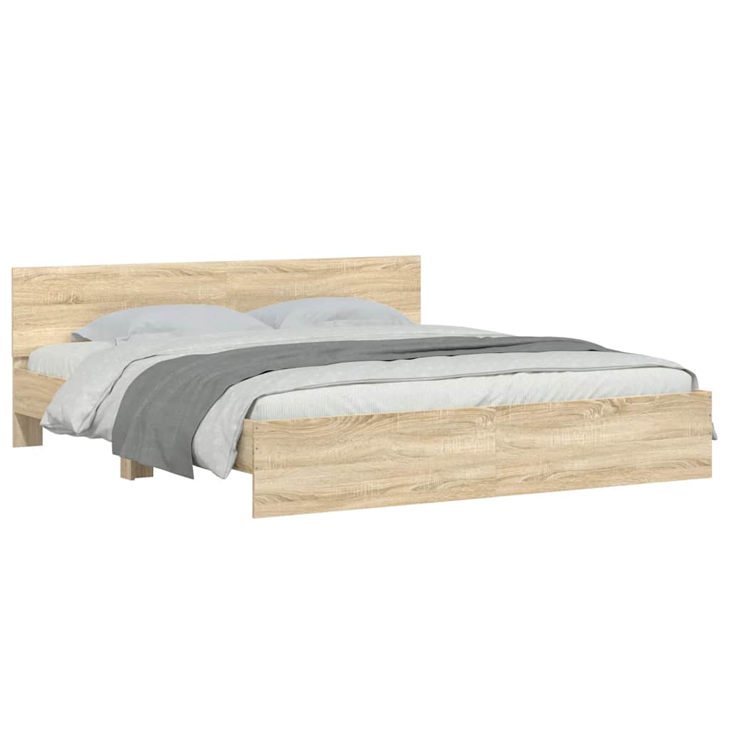 vidaXL Πλαίσιο Κρεβατιού με Κεφαλάρι Sonoma Δρυς 200 x 200 εκ.