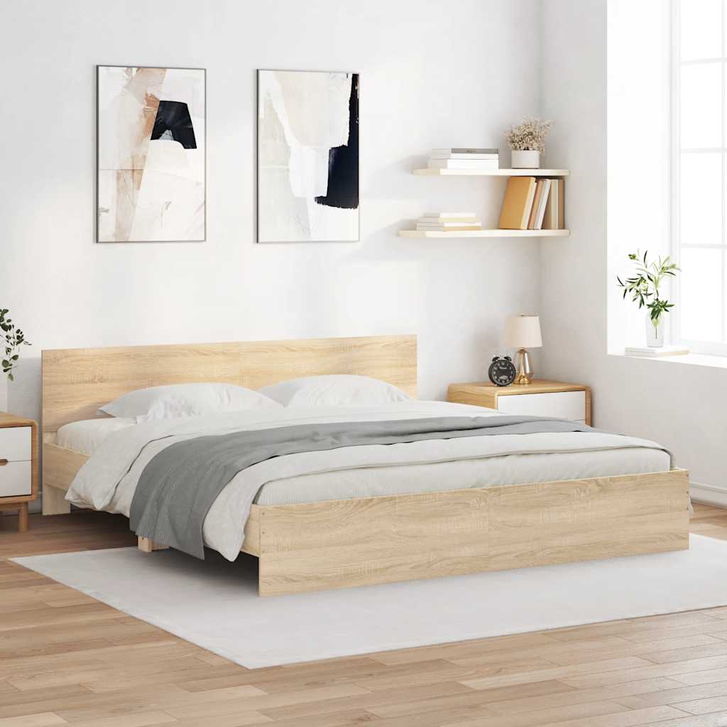 vidaXL Πλαίσιο Κρεβατιού με Κεφαλάρι Sonoma Δρυς 200 x 200 εκ.