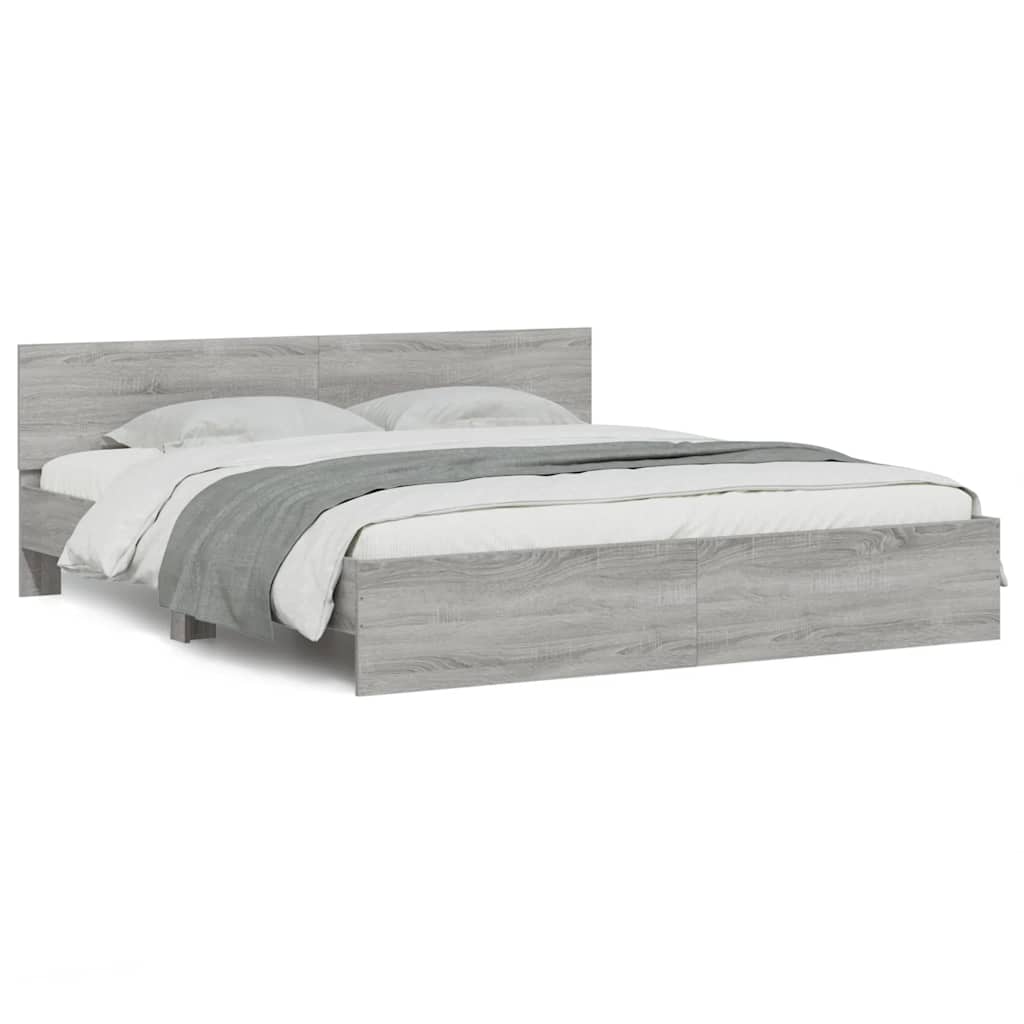 vidaXL Πλαίσιο Κρεβατιού με Κεφαλάρι Γκρι Sonoma 200x200 εκ.