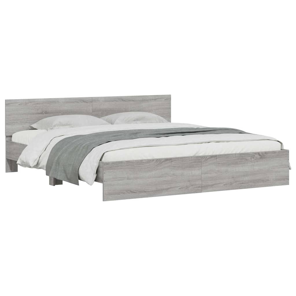 vidaXL Πλαίσιο Κρεβατιού με Κεφαλάρι Γκρι Sonoma 200x200 εκ.