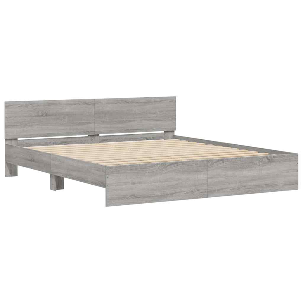 vidaXL Πλαίσιο Κρεβατιού με Κεφαλάρι Γκρι Sonoma 200x200 εκ.