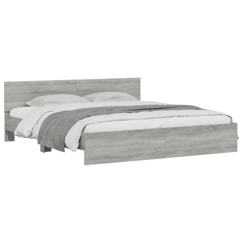 vidaXL Πλαίσιο Κρεβατιού με Κεφαλάρι Γκρι Sonoma 160x200 εκ.