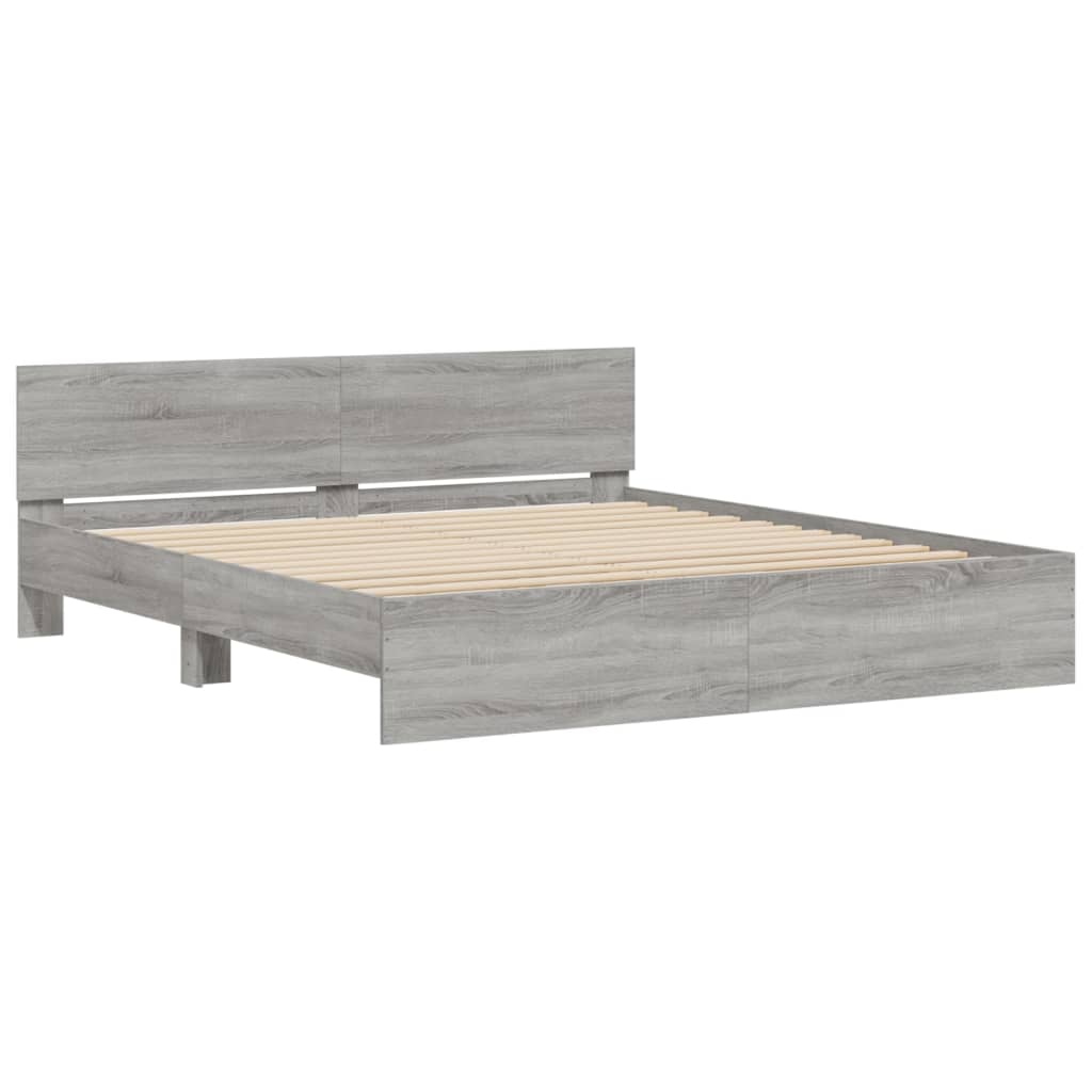 vidaXL Πλαίσιο Κρεβατιού με Κεφαλάρι Γκρι Sonoma 160x200 εκ.