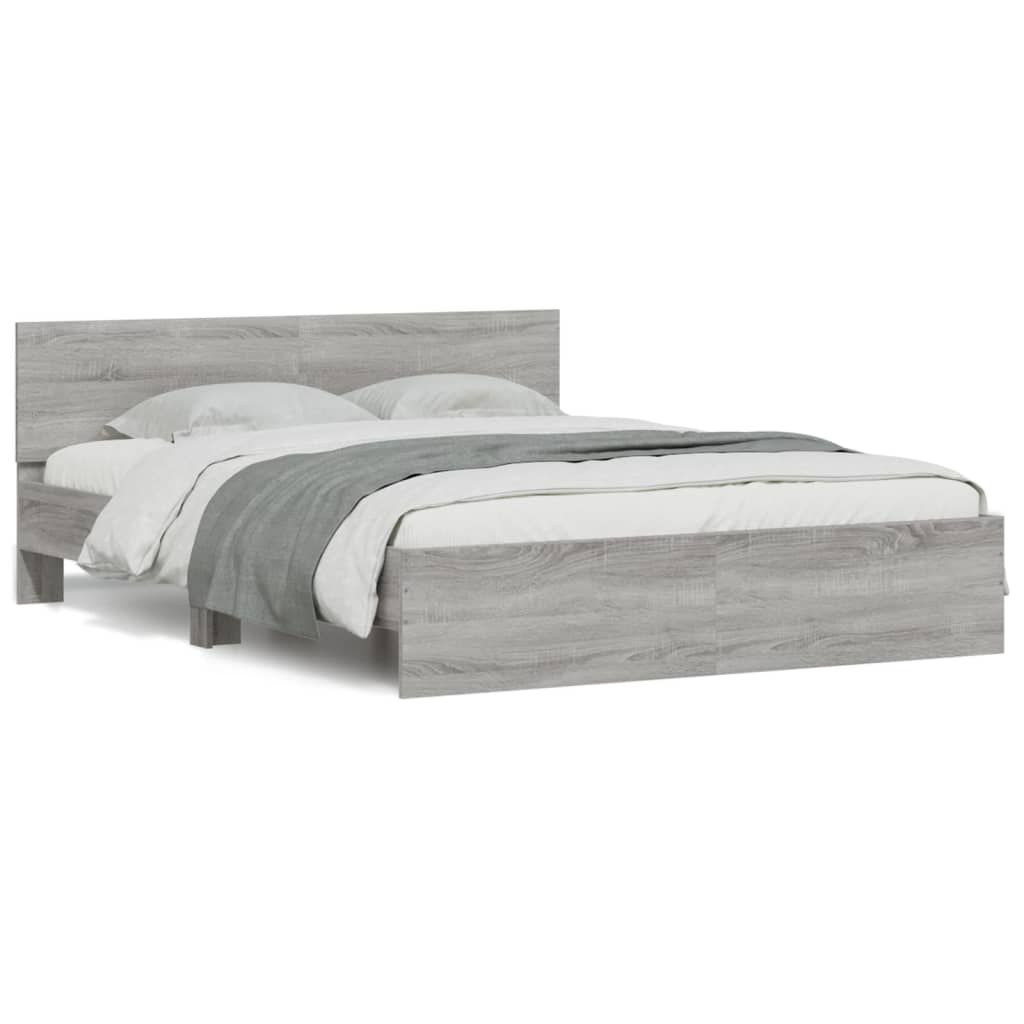 vidaXL Πλαίσιο Κρεβατιού με Κεφαλάρι Γκρι Sonoma 150x200 εκ.
