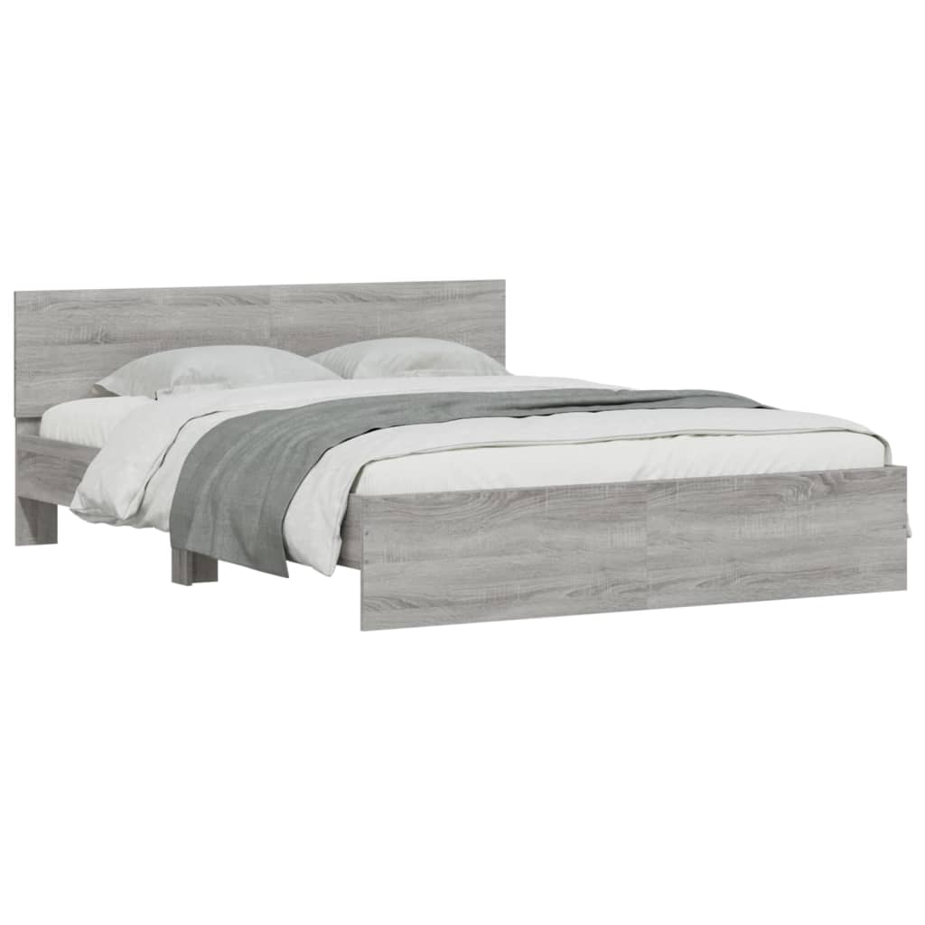 vidaXL Πλαίσιο Κρεβατιού με Κεφαλάρι Γκρι Sonoma 150x200 εκ.