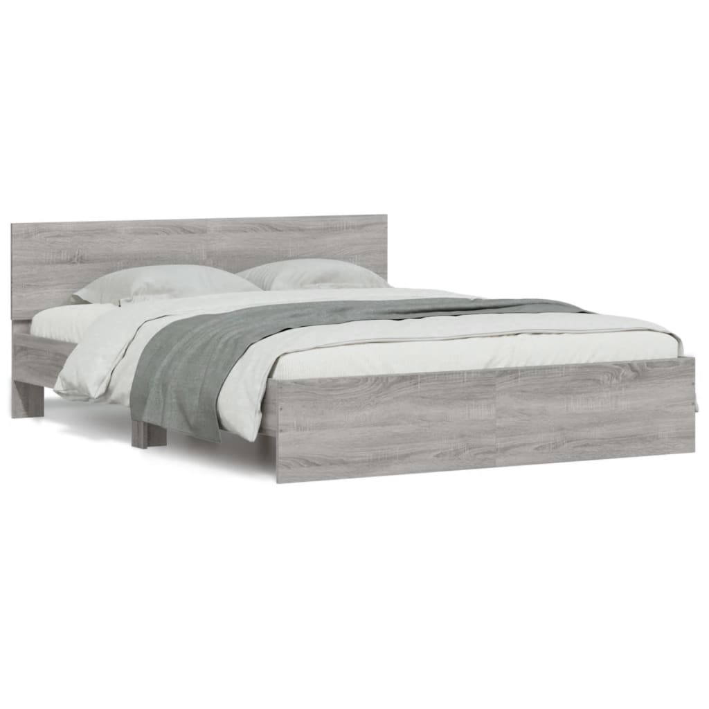 vidaXL Πλαίσιο Κρεβατιού με Κεφαλάρι Γκρι Sonoma 140x200 εκ.