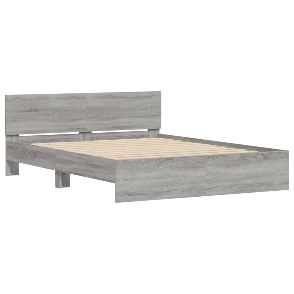 vidaXL Πλαίσιο Κρεβατιού με Κεφαλάρι Γκρι Sonoma 140x200 εκ.