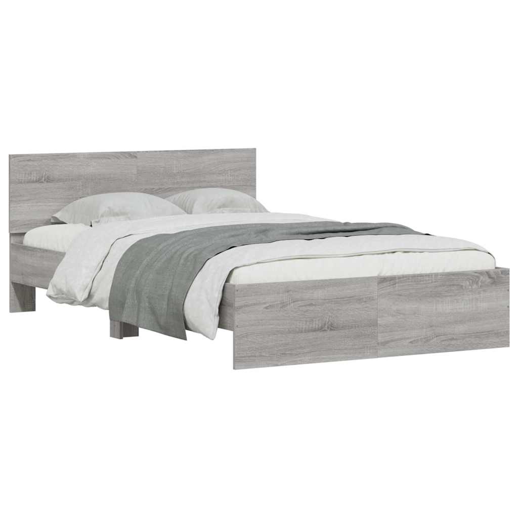 vidaXL Πλαίσιο Κρεβατιού με Κεφαλάρι Γκρι Sonoma 135x190 εκ.