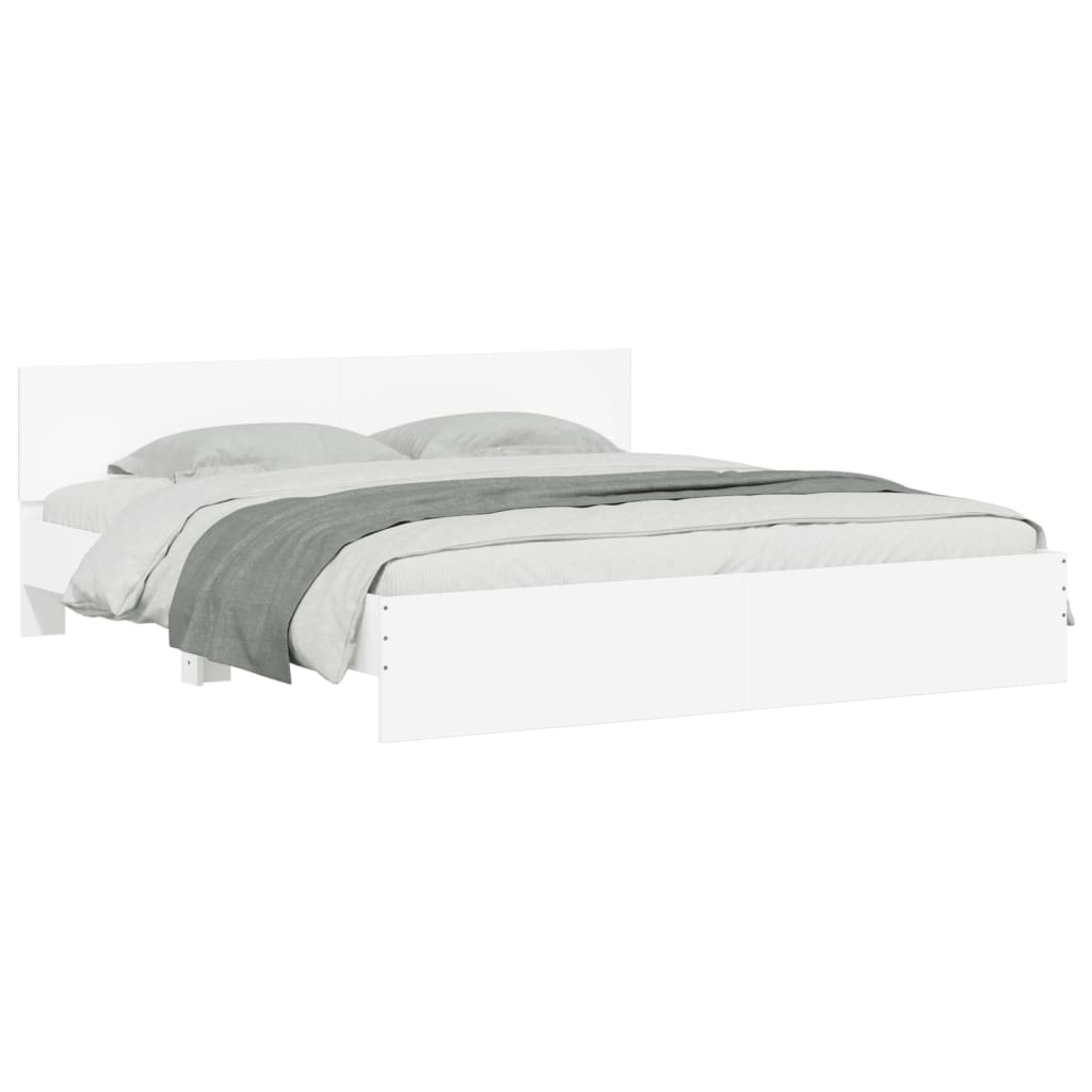 vidaXL Πλαίσιο Κρεβατιού με Κεφαλάρι/LED Λευκό 180x200 εκ