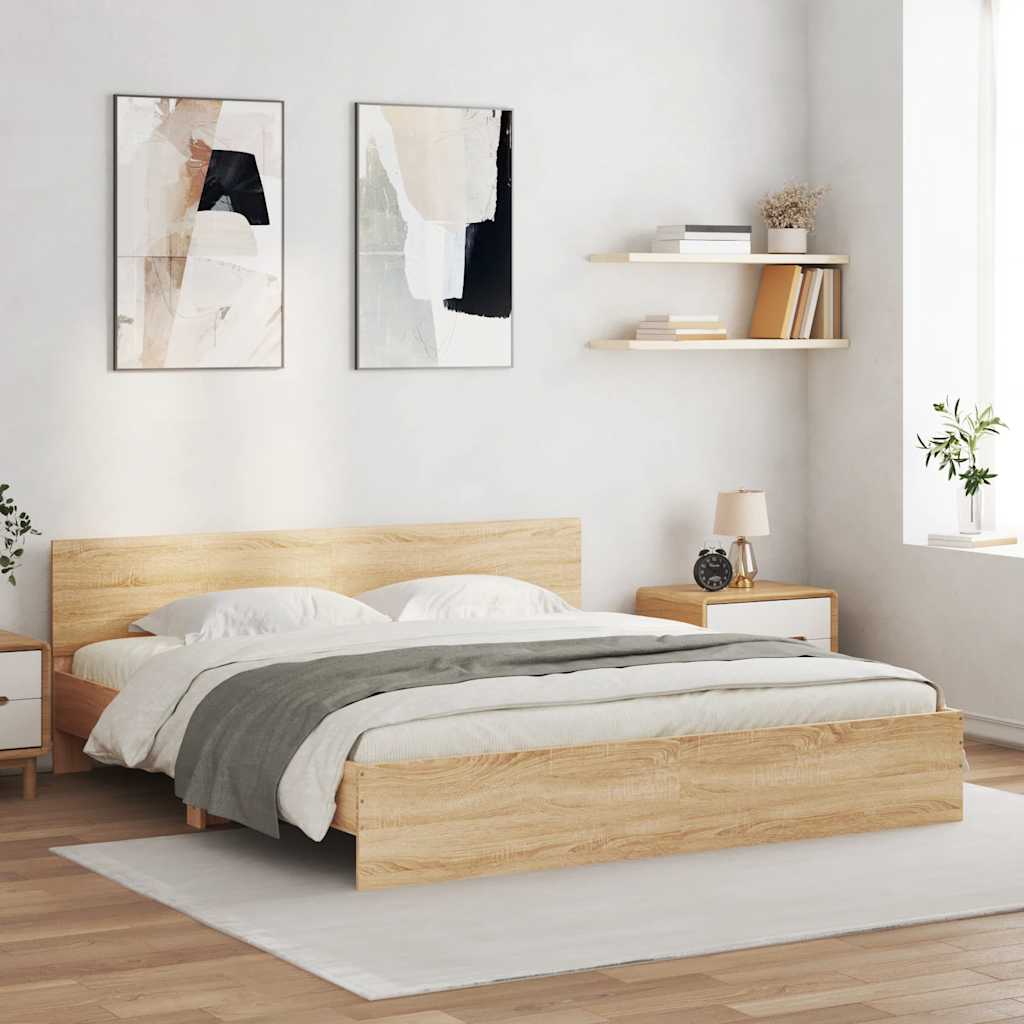 vidaXL Πλαίσιο Κρεβατιού με Κεφαλάρι/LED Sonoma δρυς 180x200 εκ.