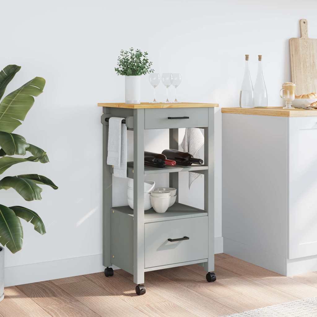 vidaXL Τρόλεϊ Κουζίνας MONZA 48x40x88,5 εκ. από Μασίφ Ξύλο Πεύκου