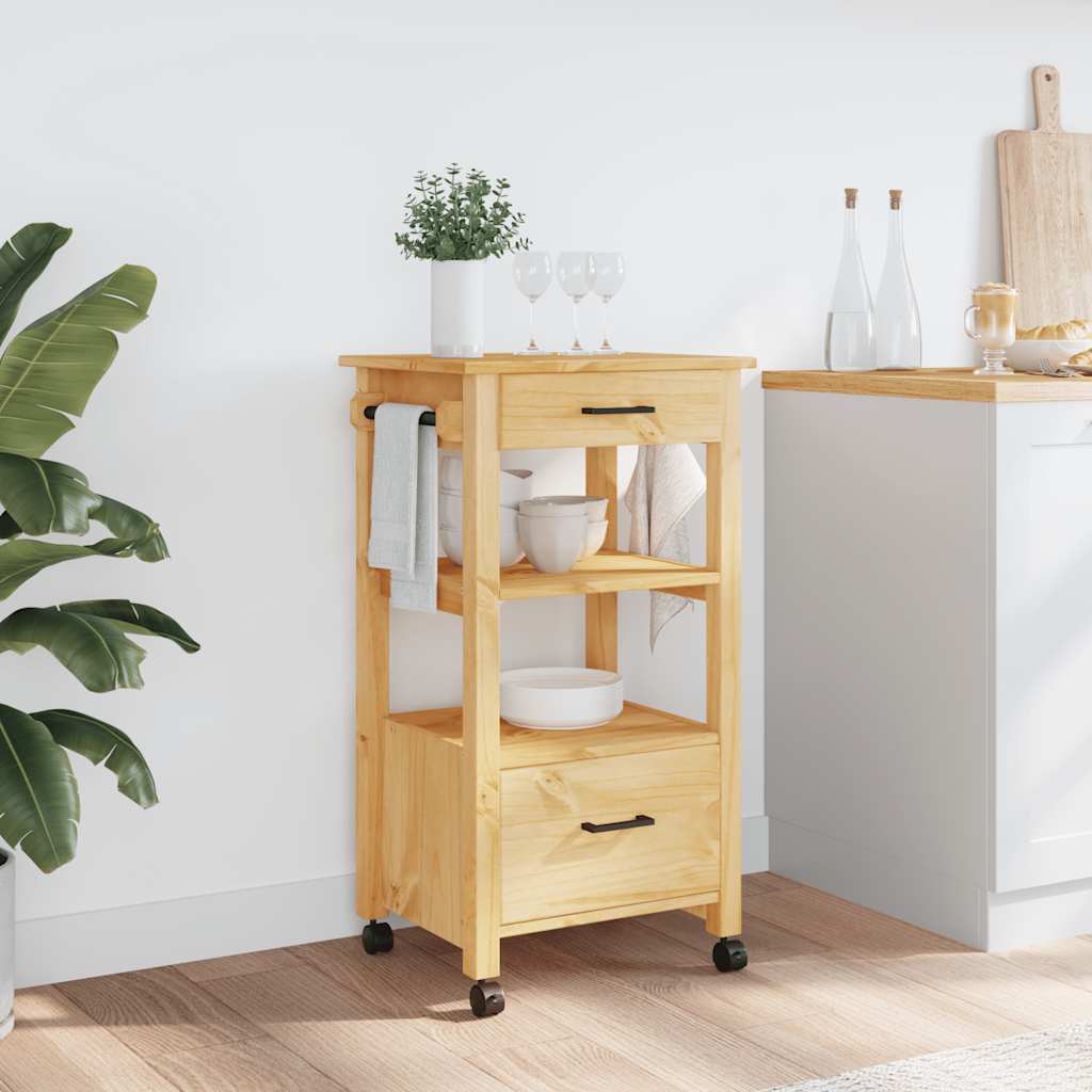 vidaXL Τρόλεϊ Κουζίνας MONZA 48x40x88,5 εκ. από Μασίφ Ξύλο Πεύκου