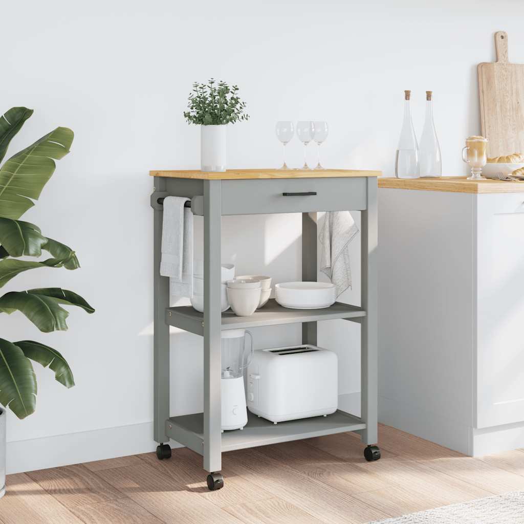 vidaXL Τρόλεϊ Κουζίνας MONZA 60x40x88,5 εκ. Γκρι από Μασίφ Ξύλο Πεύκου