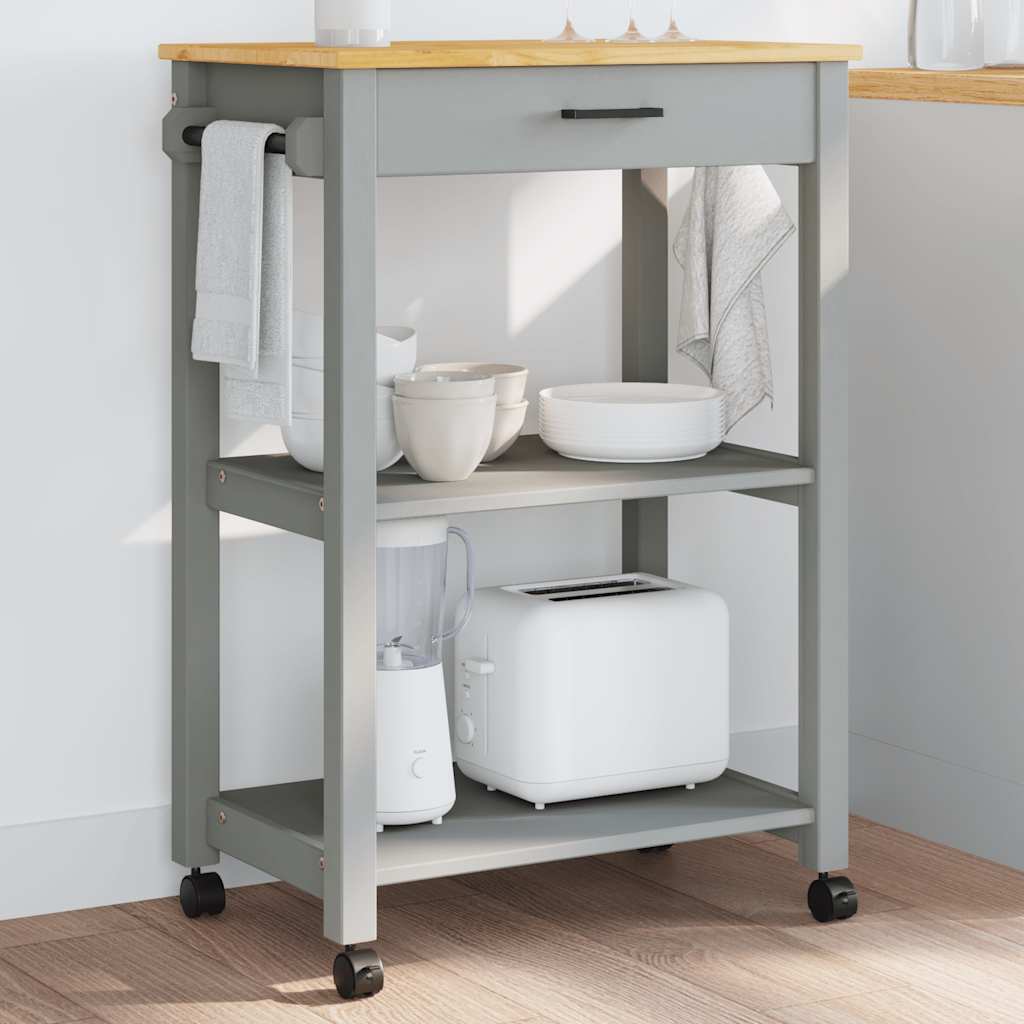 vidaXL Τρόλεϊ Κουζίνας MONZA 60x40x88,5 εκ. Γκρι από Μασίφ Ξύλο Πεύκου