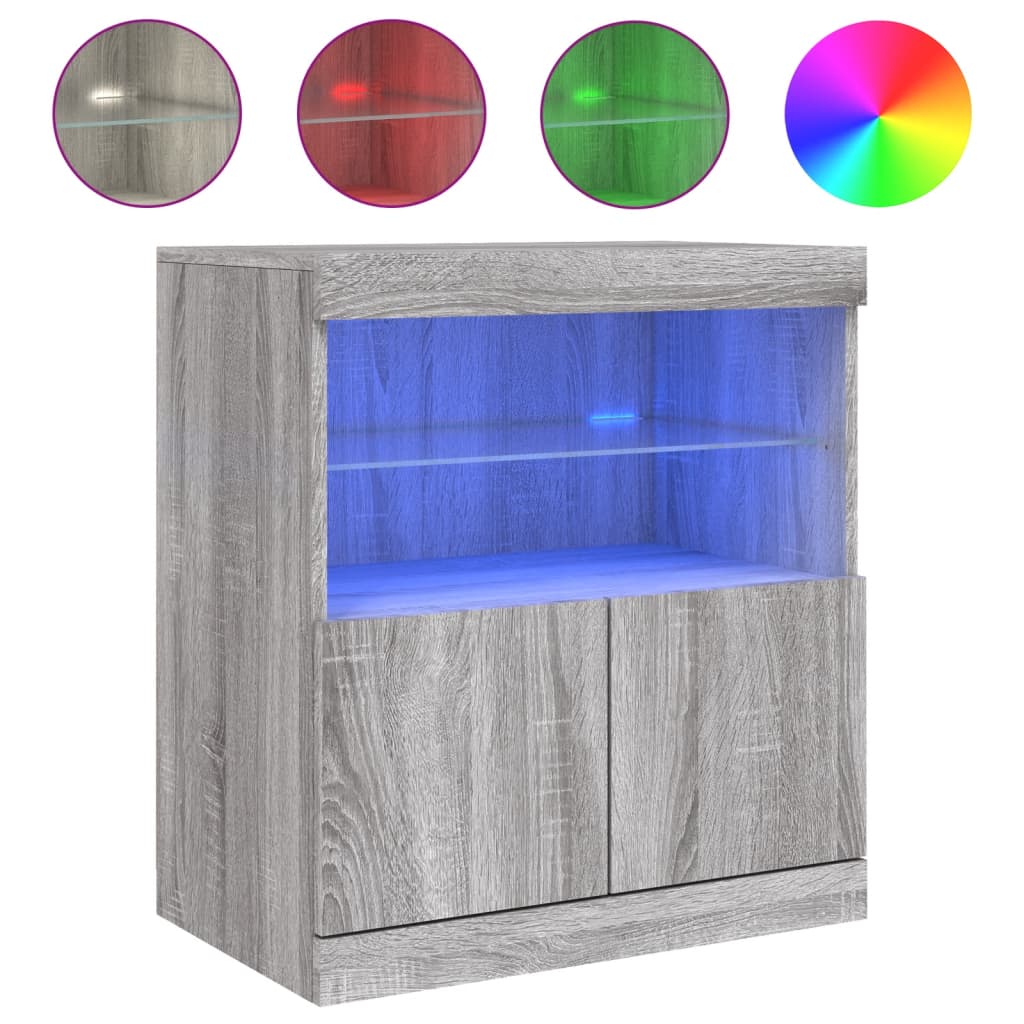 vidaXL Μπουφές με LED Γκρι Sonoma 60 x 37 x 67 εκ.