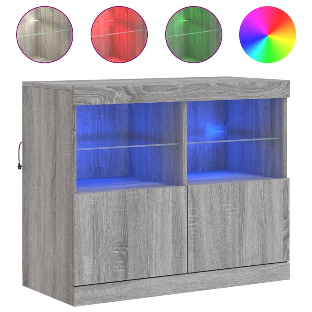 vidaXL Μπουφές με LED Γκρι Sonoma 81 x 37 x 67 εκ.