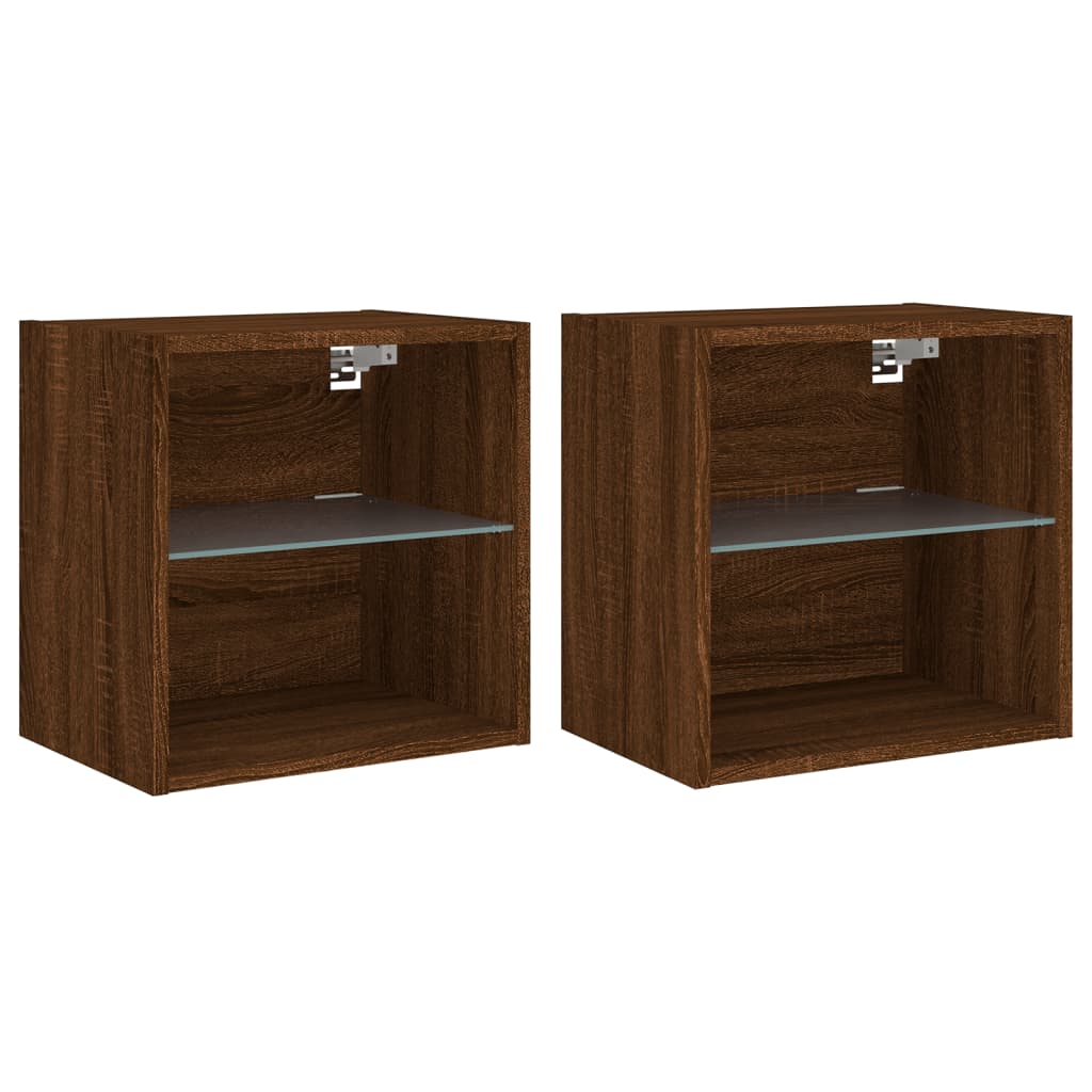vidaXL LED Τοίχου Κρεβατοκάμαρας 2 τμχ. Brown Oak Compact
