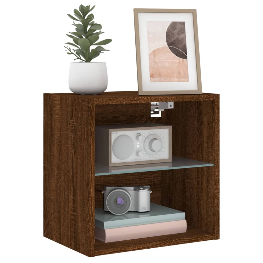 vidaXL LED Τοίχου Κρεβατοκάμαρας 2 τμχ. Brown Oak Compact
