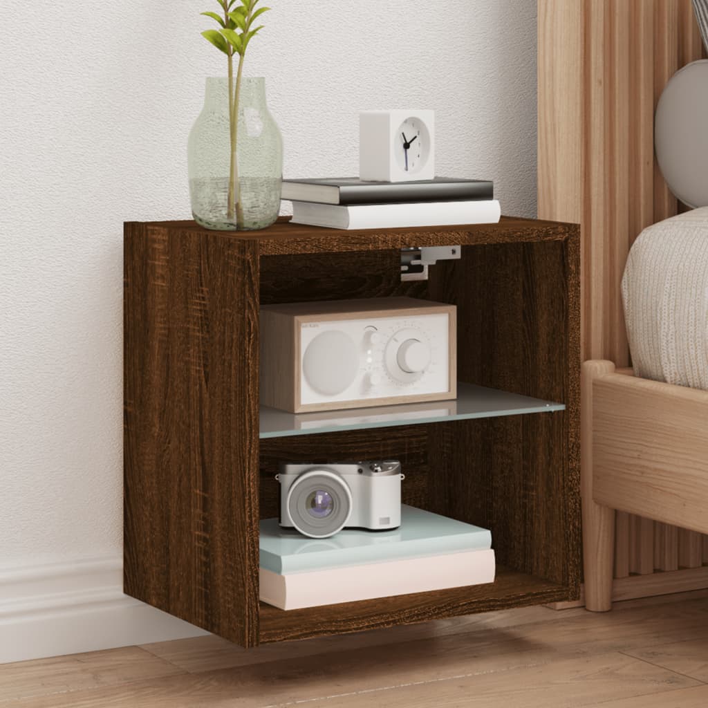 vidaXL LED Τοίχου Κρεβατοκάμαρας 2 τμχ. Brown Oak Compact