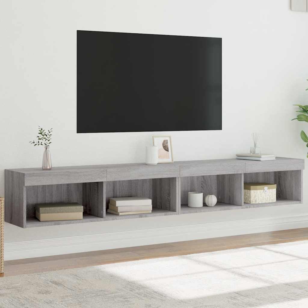 vidaXL Έπιπλα Τηλεόρασης με LED 2 τεμ. Γκρι Sonoma 100 x 30 x 30 εκ.