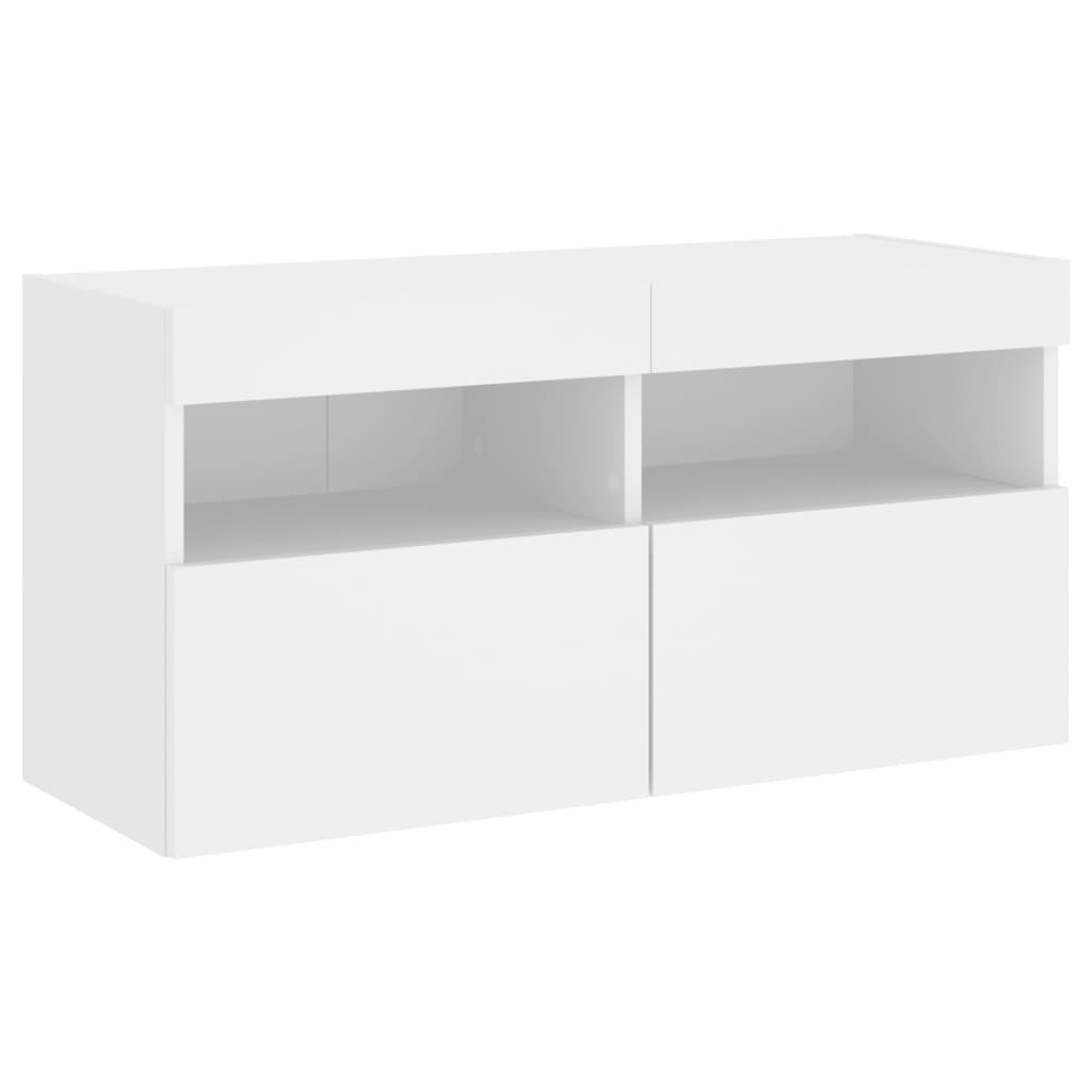 vidaXL Έπιπλο Τοίχου Τηλεόρασης με LED Λευκό 80x30x40 εκ.