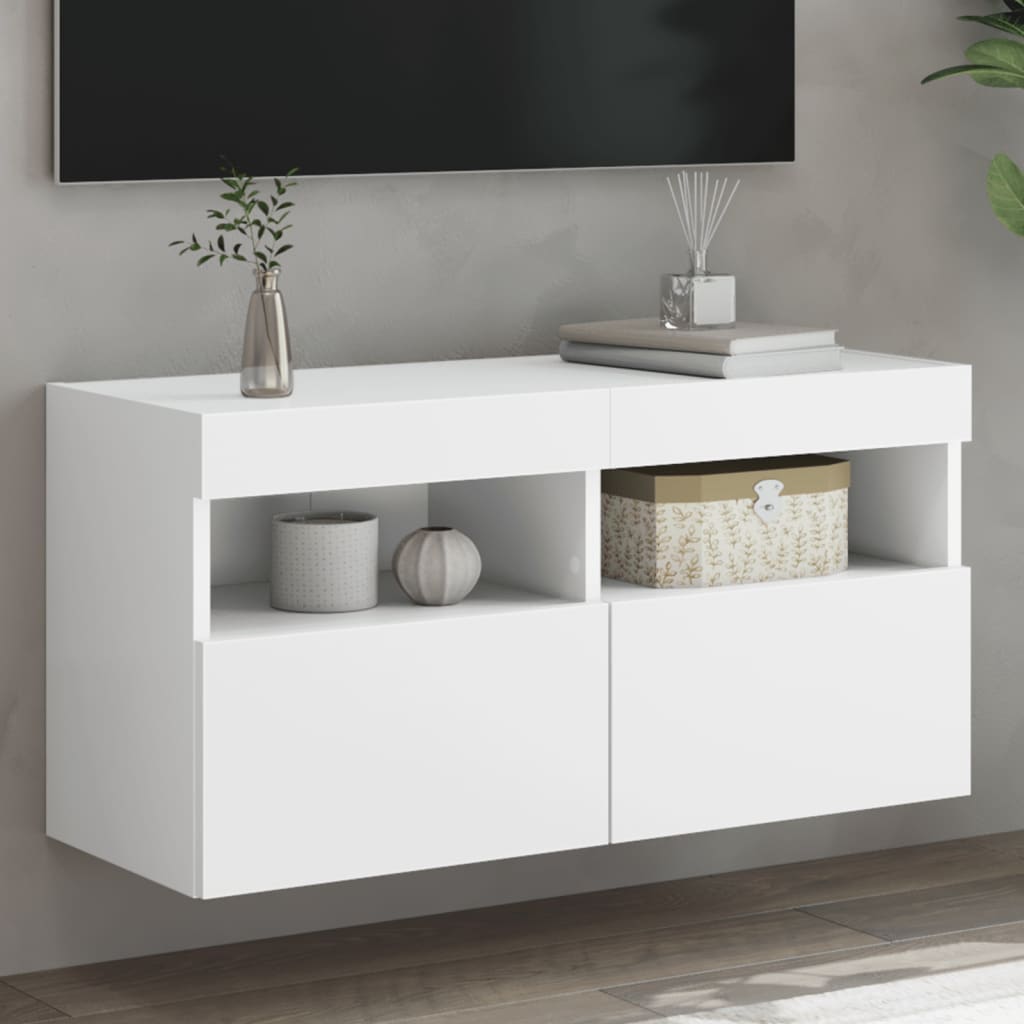 vidaXL Έπιπλο Τοίχου Τηλεόρασης με LED Λευκό 80x30x40 εκ.