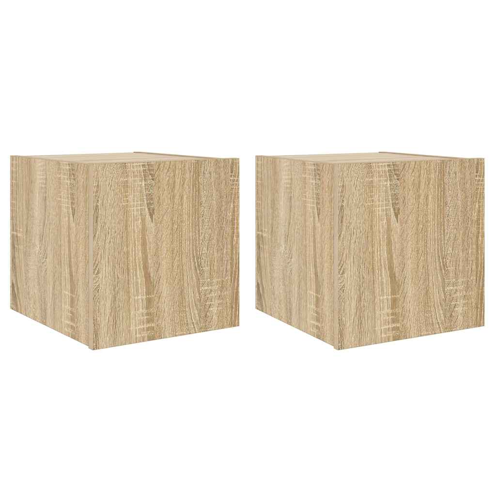 vidaXL Έπιπλα Τοίχου Τηλ. με LED 2 Τεμ. Sonoma Δρυς 30,5x35x30 εκ.