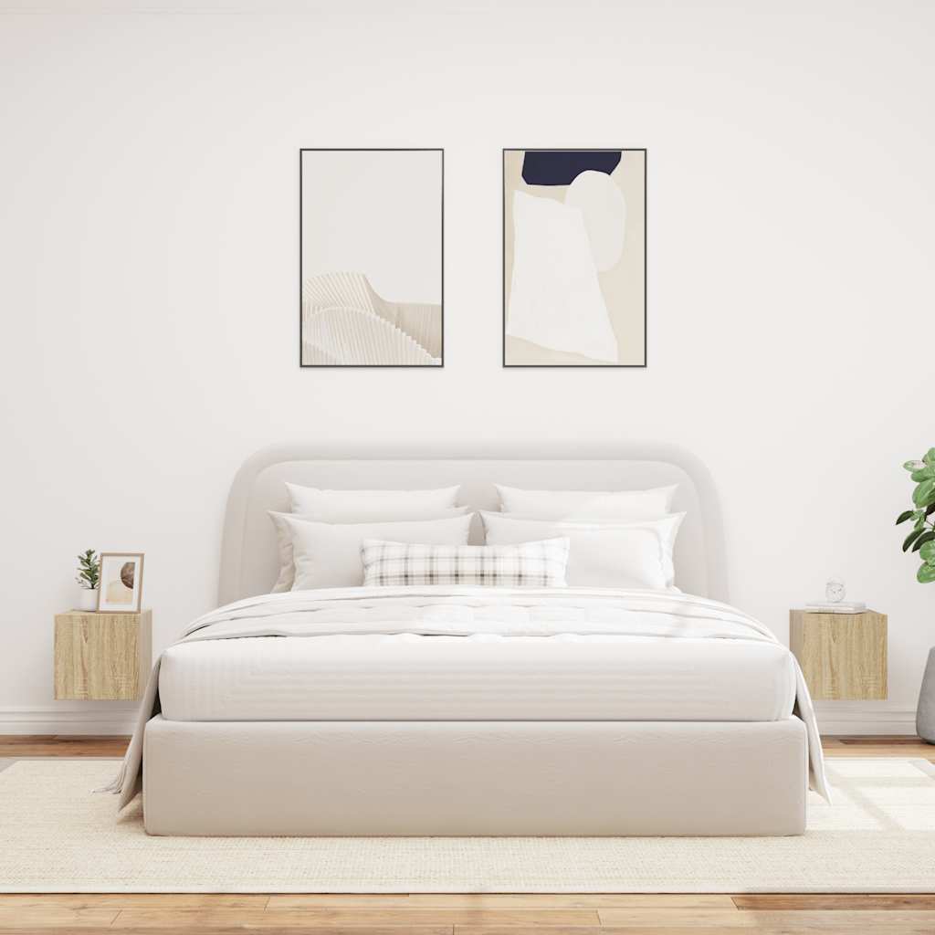 vidaXL Έπιπλα Τοίχου Τηλ. με LED 2 Τεμ. Sonoma Δρυς 30,5x35x30 εκ.