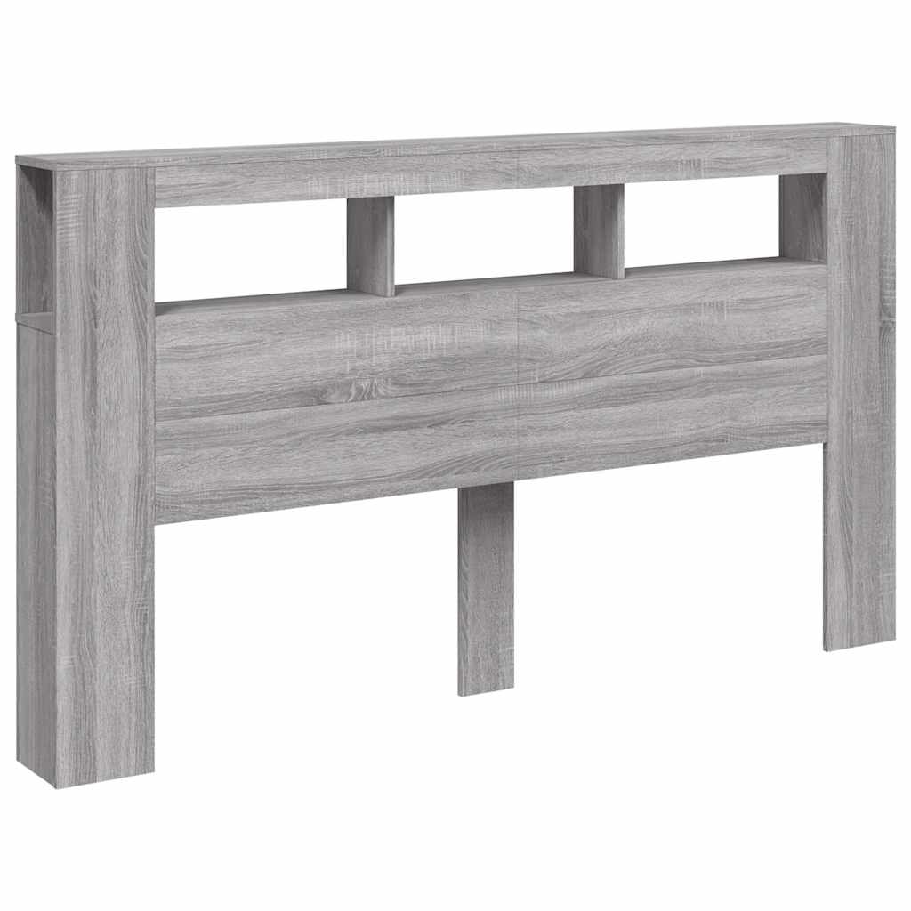 vidaXL Κεφαλάρι Κρεβατιού με LED Γκρι Sonoma 180x18,5x103,5 εκ