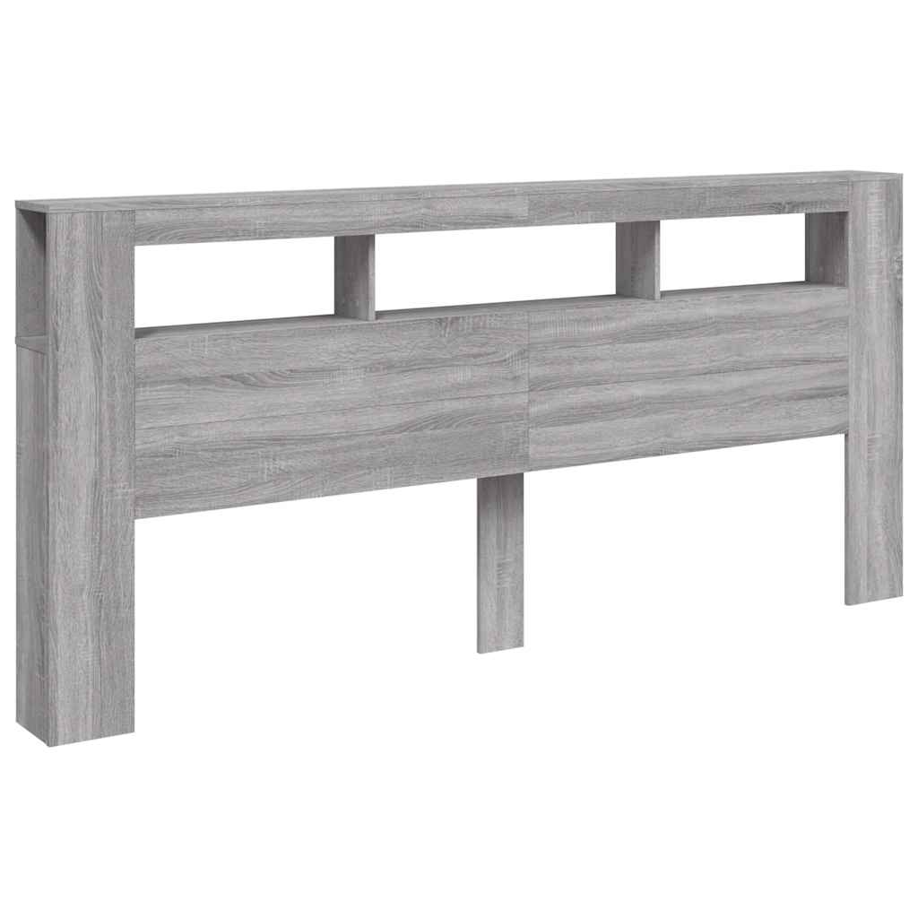 vidaXL Κεφαλάρι Κρεβατιού με LED Γκρι Sonoma 220x18,5x103,5 εκ