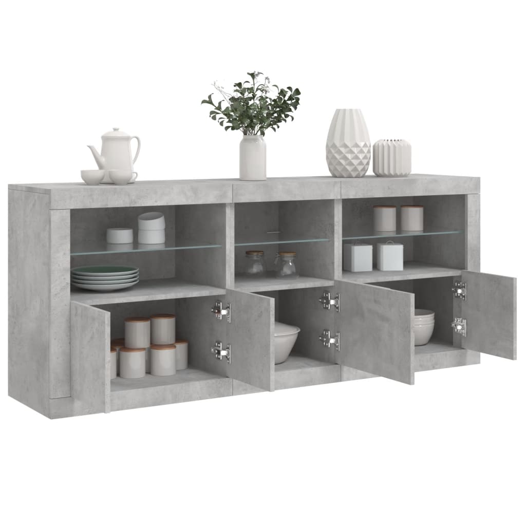 vidaXL Ντουλάπι με LED Γκρι Σκυροδέματος 162x37x67 εκ.