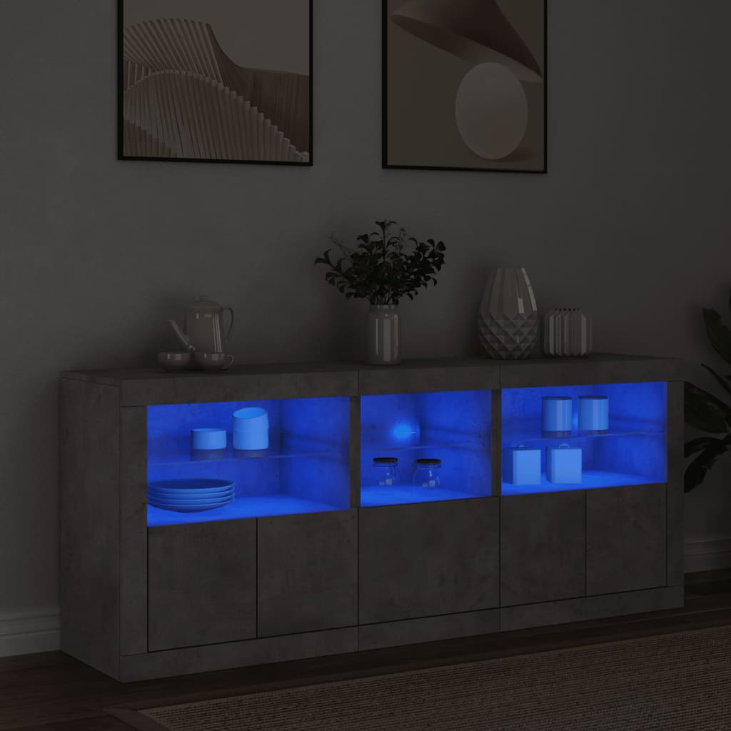 vidaXL Ντουλάπι με LED Γκρι Σκυροδέματος 162x37x67 εκ.