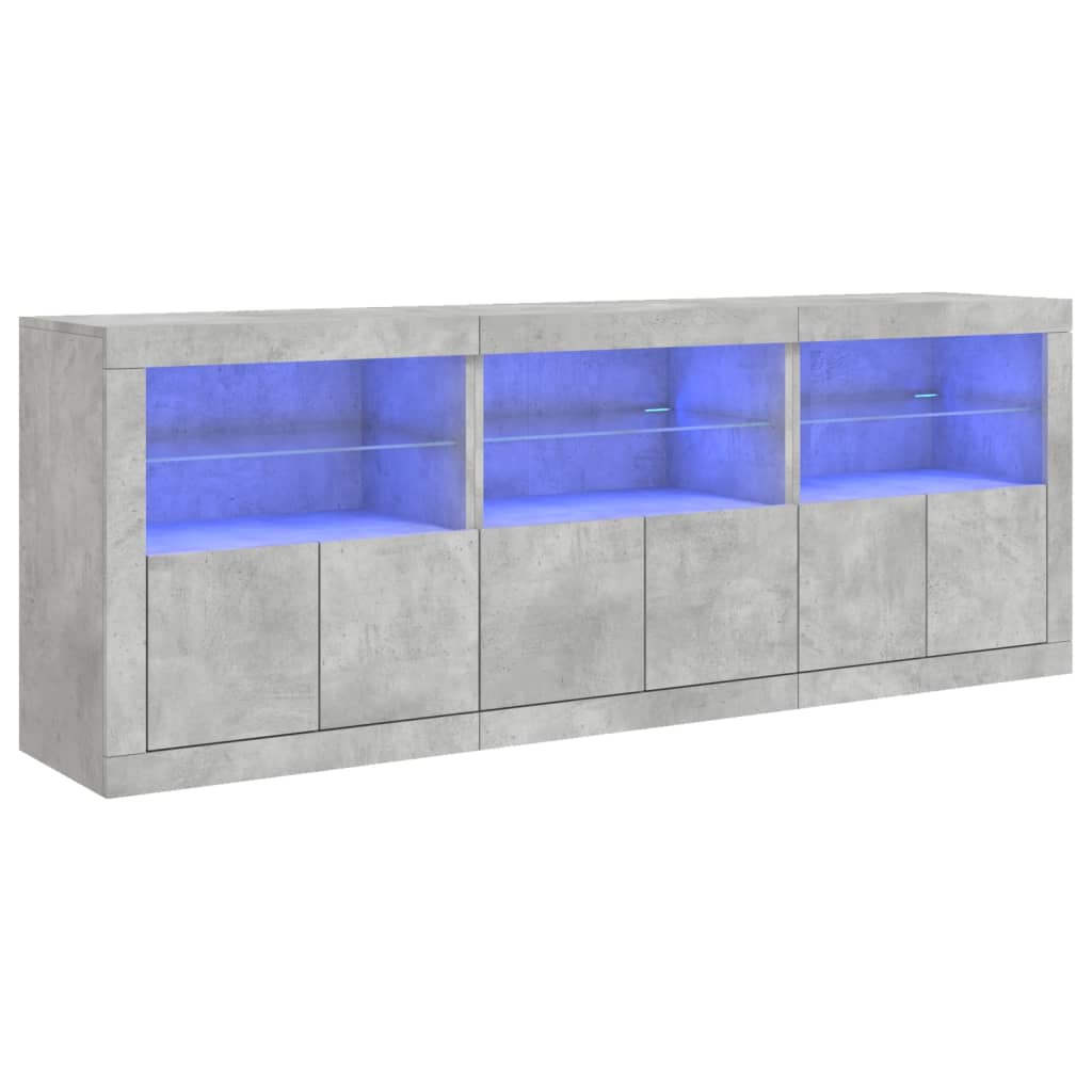 vidaXL Ντουλάπι με LED Γκρι Σκυροδέματος 181,5x37x67 εκ.
