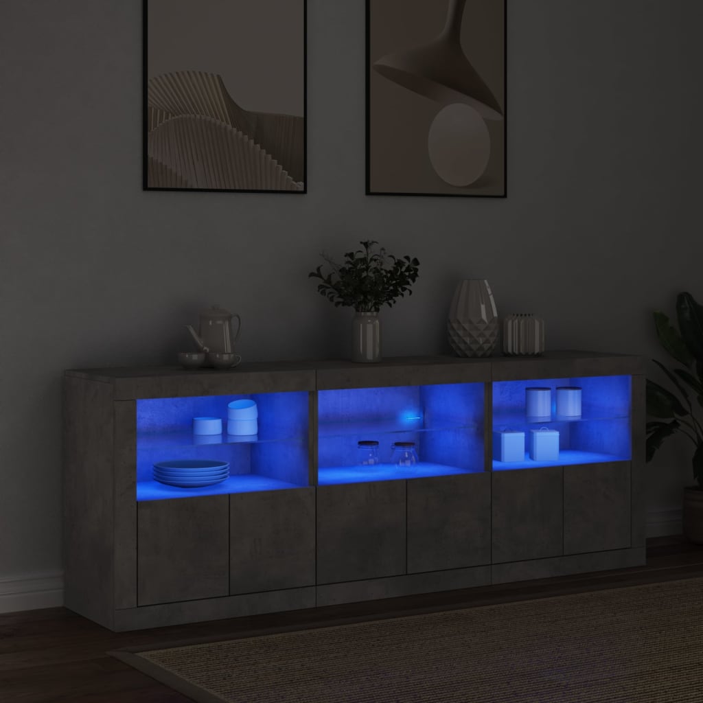 vidaXL Ντουλάπι με LED Γκρι Σκυροδέματος 181,5x37x67 εκ.