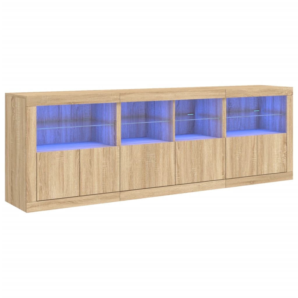 vidaXL Μπουφές με LED Sonoma Δρυς 202 x 37 x 67 εκ.